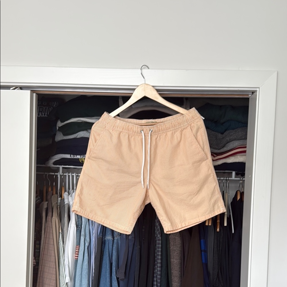 J.Crew Orange Seersucker Striped Swim Shorts Medium